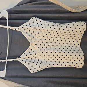 SHEIN White and Black Polka Dot Top Size M